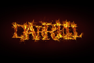 Darrell name made of fire and flames