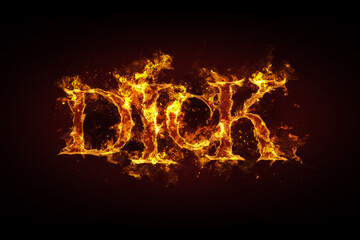 Dick name made of fire and flames