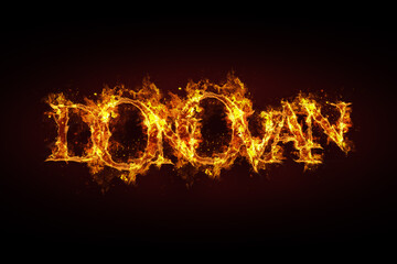 Donovan name made of fire and flames