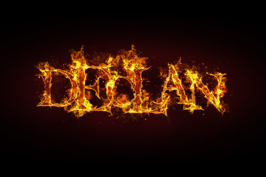 Declan name made of fire and flames