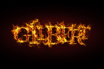 Fototapeta premium Gilbert name made of fire and flames