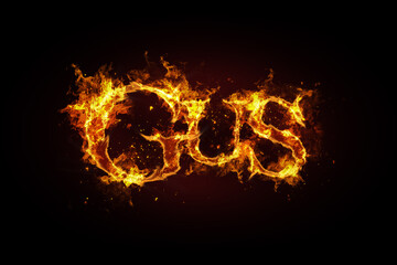 Gus name made of fire and flames