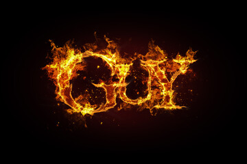 Guy name made of fire and flames