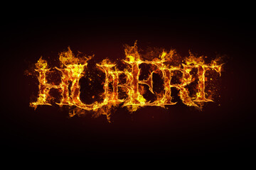 Hubert name made of fire and flames