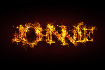 Johnnie name made of fire and flames