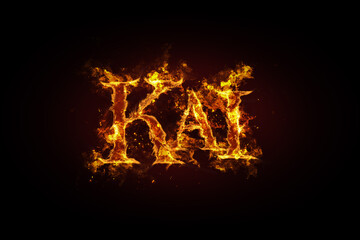 Kai name made of fire and flames