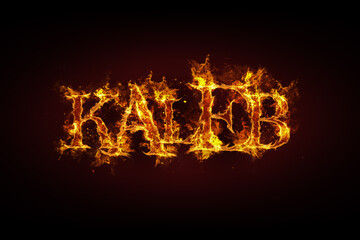 Kaleb name made of fire and flames