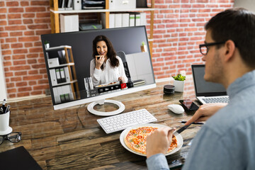 Virtual Office Lunch Break Using Video Conference