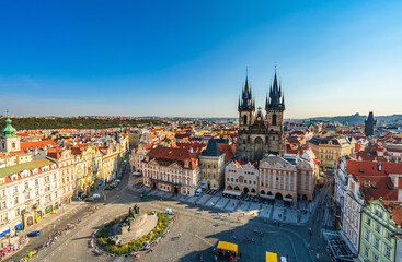 Obraz premium Old Town square with Tyn Church in Prague, Czech Republic