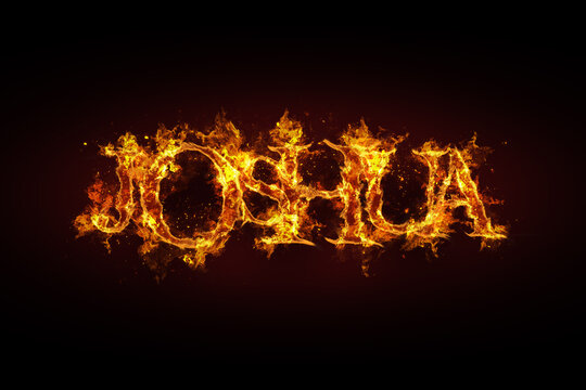 Joshua name made of fire and flames