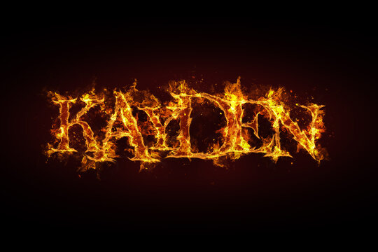 Kayden name made of fire and flames