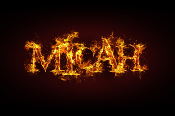 Micah name made of fire and flames