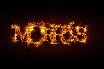 Morris name made of fire and flames