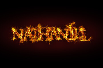Nathaniel name made of fire and flames