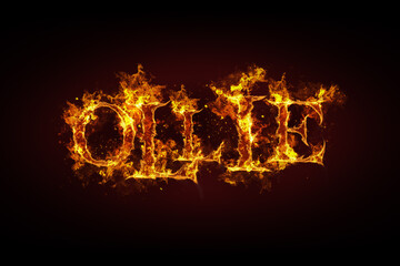 Ollie name made of fire and flames