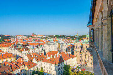 Fototapeta na wymiar Prague town square viewed from the tower of the old town hall. Czech Republic