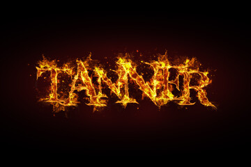 Tanner name made of fire and flames