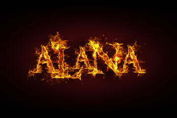 Fototapeta na wymiar Alana name made of fire and flames