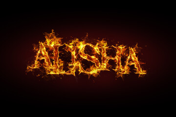 Fototapeta na wymiar Alisha name made of fire and flames