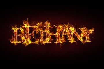 Bethany name made of fire and flames