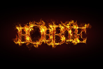 Fototapeta premium Bobbie name made of fire and flames