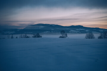 winter evening on the countryside