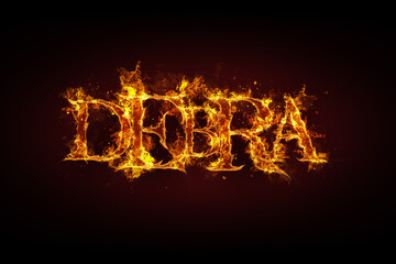 Debra name made of fire and flames