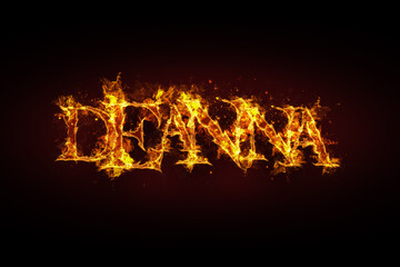 Fototapeta na wymiar Deanna name made of fire and flames