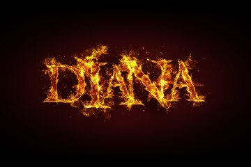 Diana name made of fire and flames