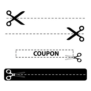 Coupon Cut Out Scissors Cutting Line Vector Icon