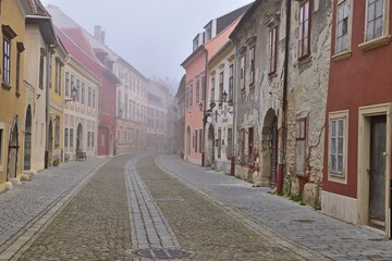 Fototapeta na wymiar Sopron Altstadt im Nebel
