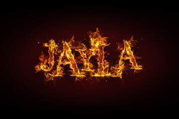 Fototapeta na wymiar Jayla name made of fire and flames