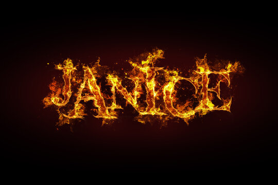 Janice name made of fire and flames