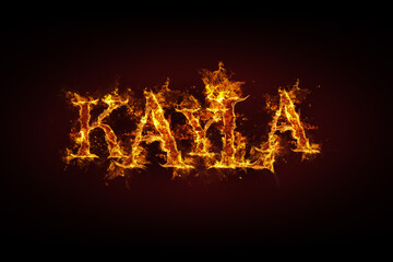 Fototapeta na wymiar Kayla name made of fire and flames