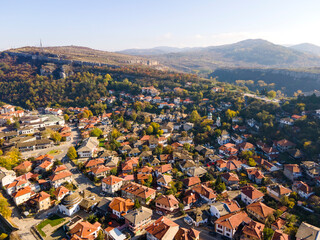 Aerial view of center of town of Lovech, Bulgaria