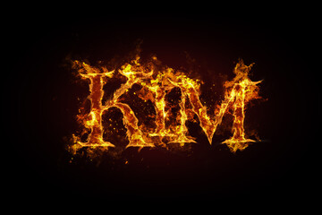 Fototapeta na wymiar Kim name made of fire and flames