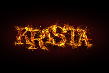 Krista name made of fire and flames
