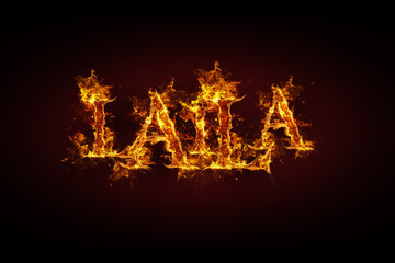 Laila name made of fire and flames