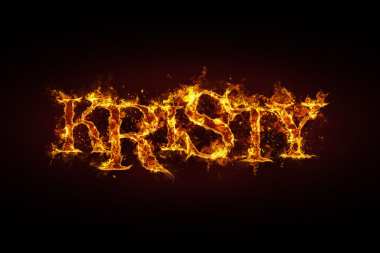 Kristy name made of fire and flames