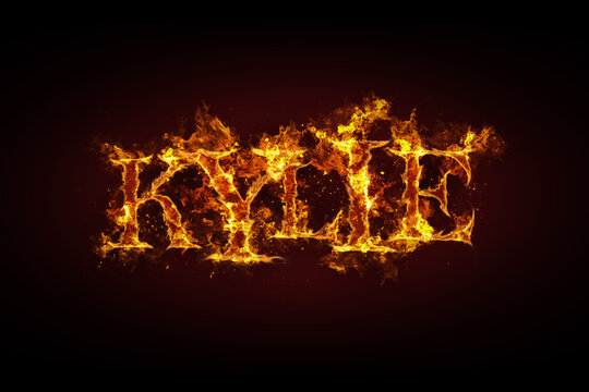 Kylie name made of fire and flames