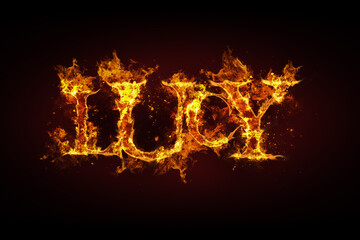 Lucy name made of fire and flames