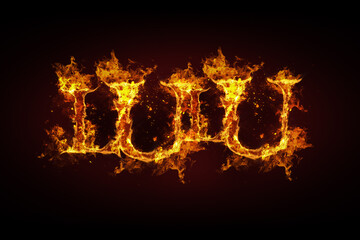 Lulu name made of fire and flames