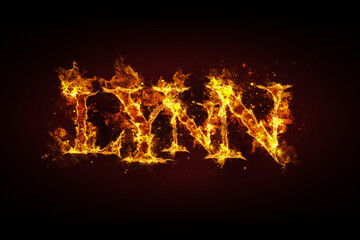 Fototapeta na wymiar Lynn name made of fire and flames