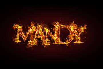 Mandy name made of fire and flames