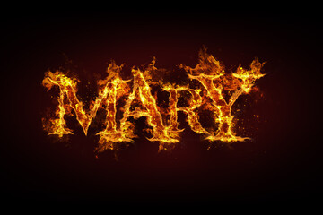 Fototapeta na wymiar Mary name made of fire and flames
