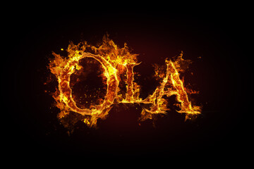 Ola name made of fire and flames