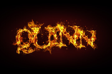 Quinn name made of fire and flames