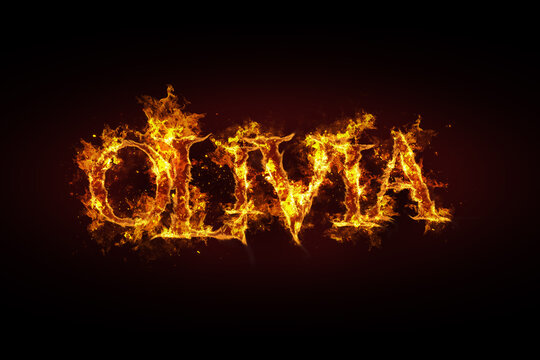 Olivia name made of fire and flames