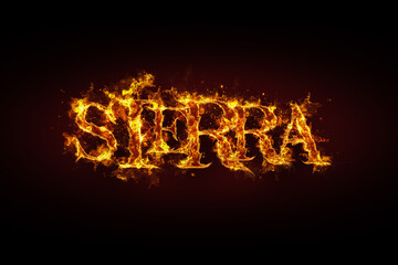 Sierra name made of fire and flames