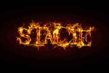 Stacie name made of fire and flames